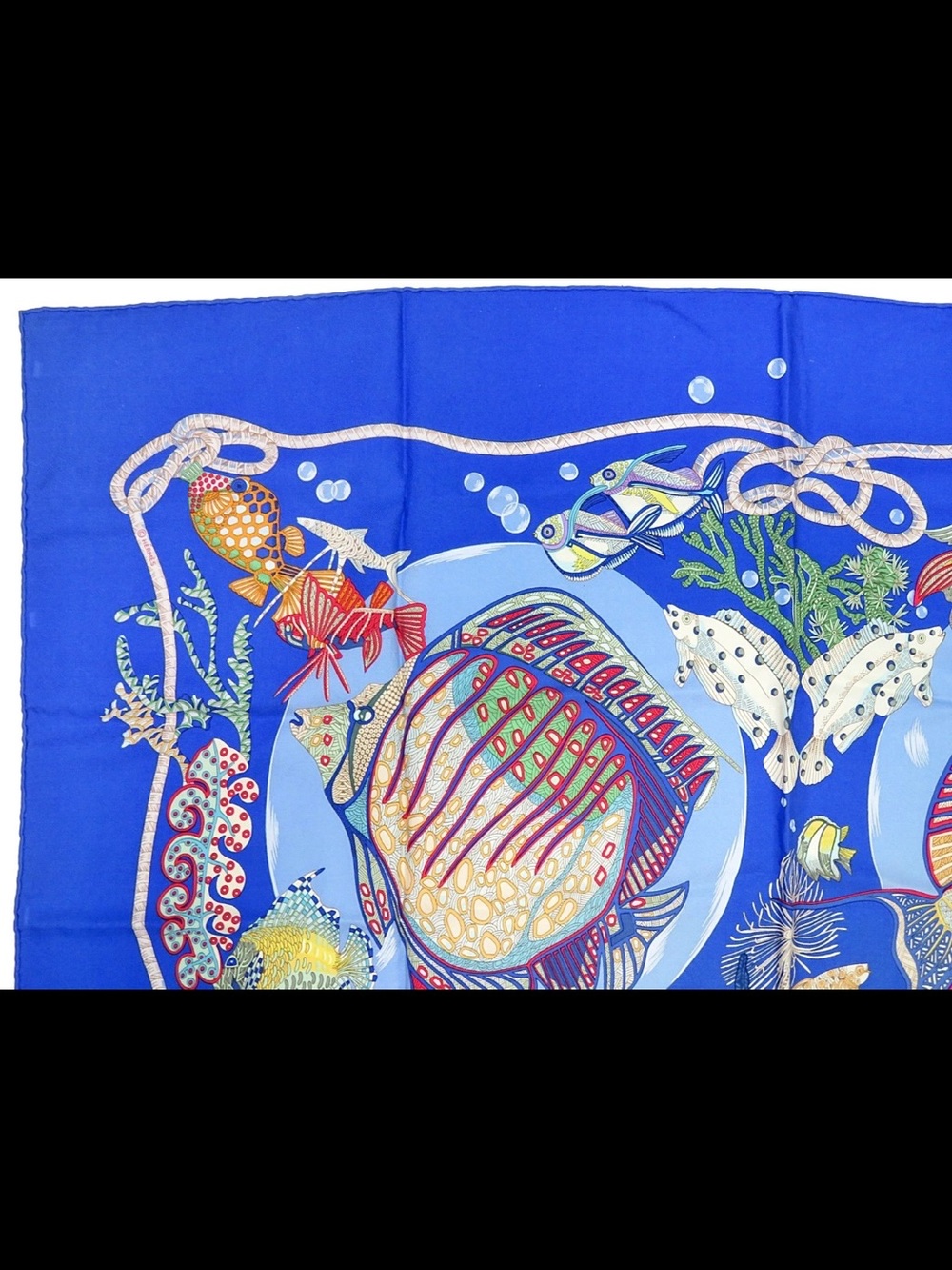 Hermes Blue Multicolor Fish Print Silk Scarf - Picture 2 of 13